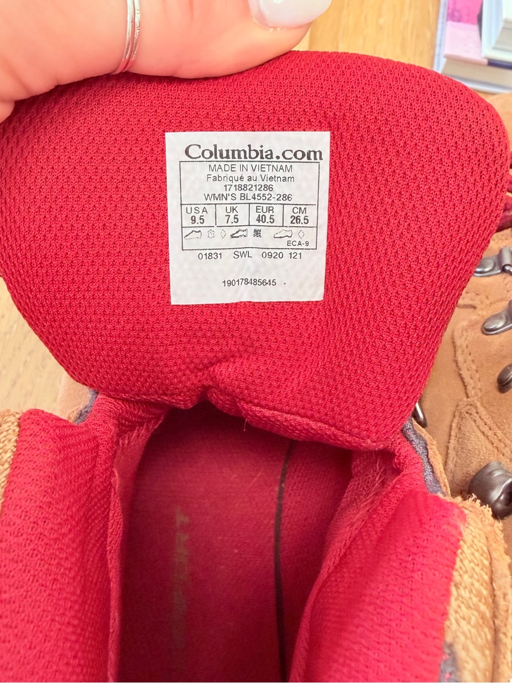 Columbia Women’s Waterproof Suede Hiking Boots Brown/Red Size 9.5 - Picture 5 of 6